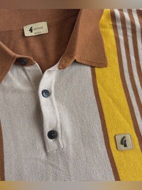 Vintage Gabicci Knit Polo Shirt Men's 2XL Mod Soul Retro 70s Striped Sweater